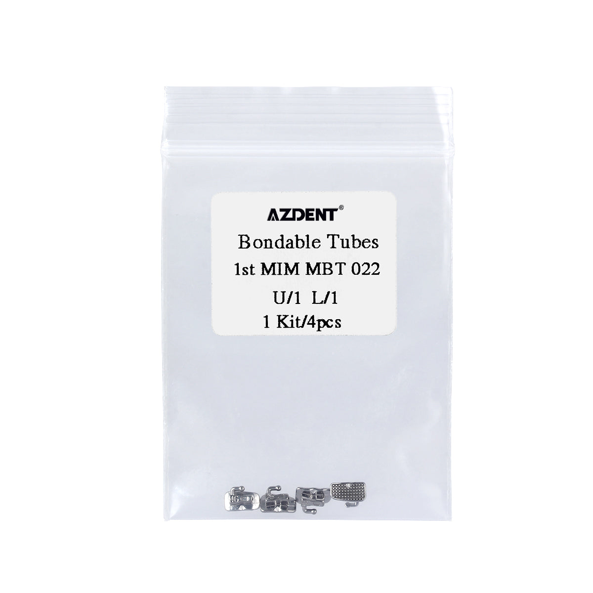 AZDENT Dental Orthodontic Bondable Tube 1st MIM Monoblock MBT 0.022 Laser Mark 4pcs/Bag - azdentall.com