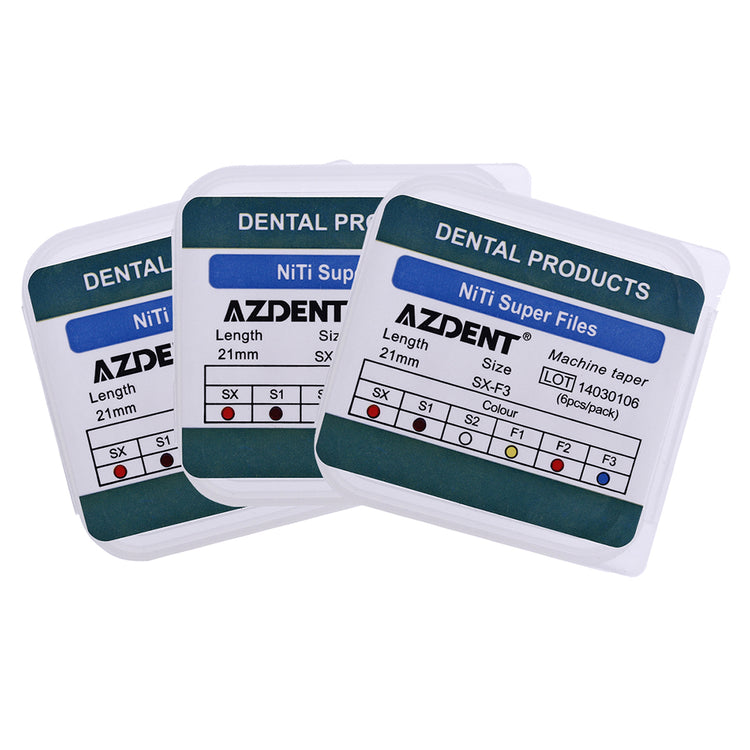 AZDENT Dental NiTi Rotary Engine Files 21mm Assorted SX-F3 6pcs/Pk - azdentall.com