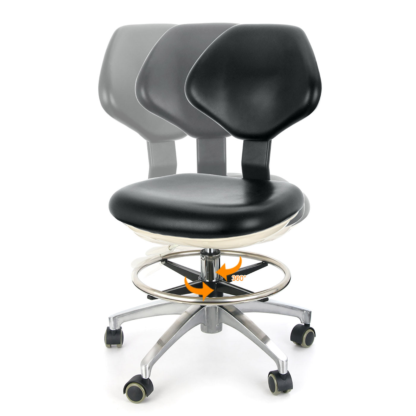 Dental Doctor Stool With Adjustable Seat And Backrest 360-Degree Fully ...