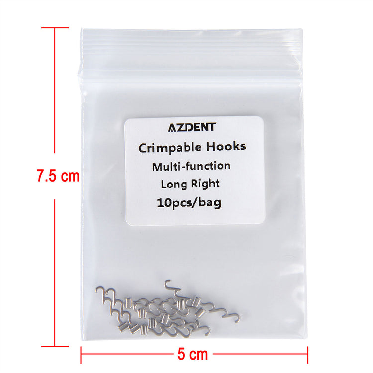 AZDENT Crimpable Hooks Long Right Tube Multi-function 10pcs/Bag - azdentall.com