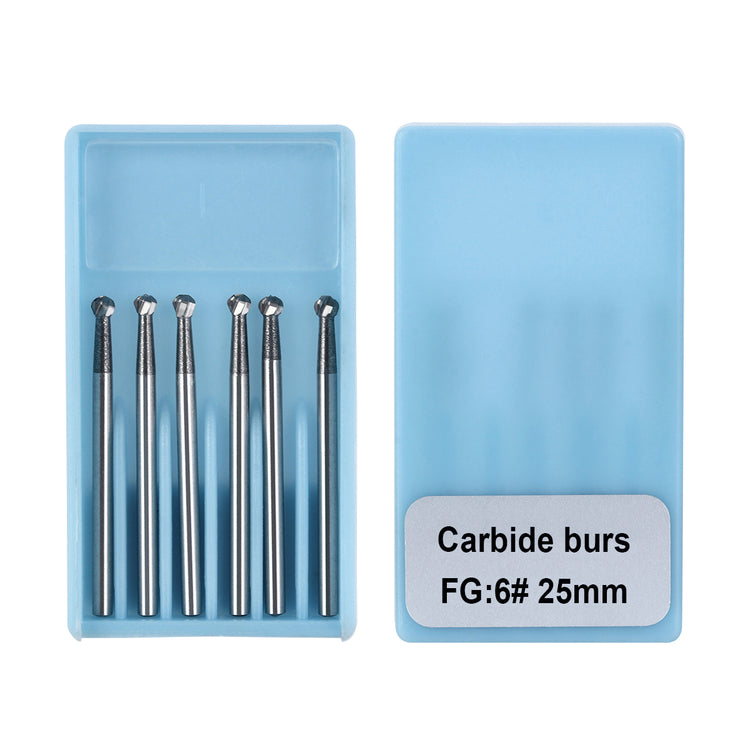 Dental FG #6 SL Surgical Length Round 25mm Carbide Burs 6pcs/Box-azdentall.com