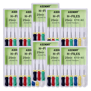 AZDENT Dental NiTi H-Files Hand Use 25mm Assorted #15-40 6pcs/Pack-azdentall.com