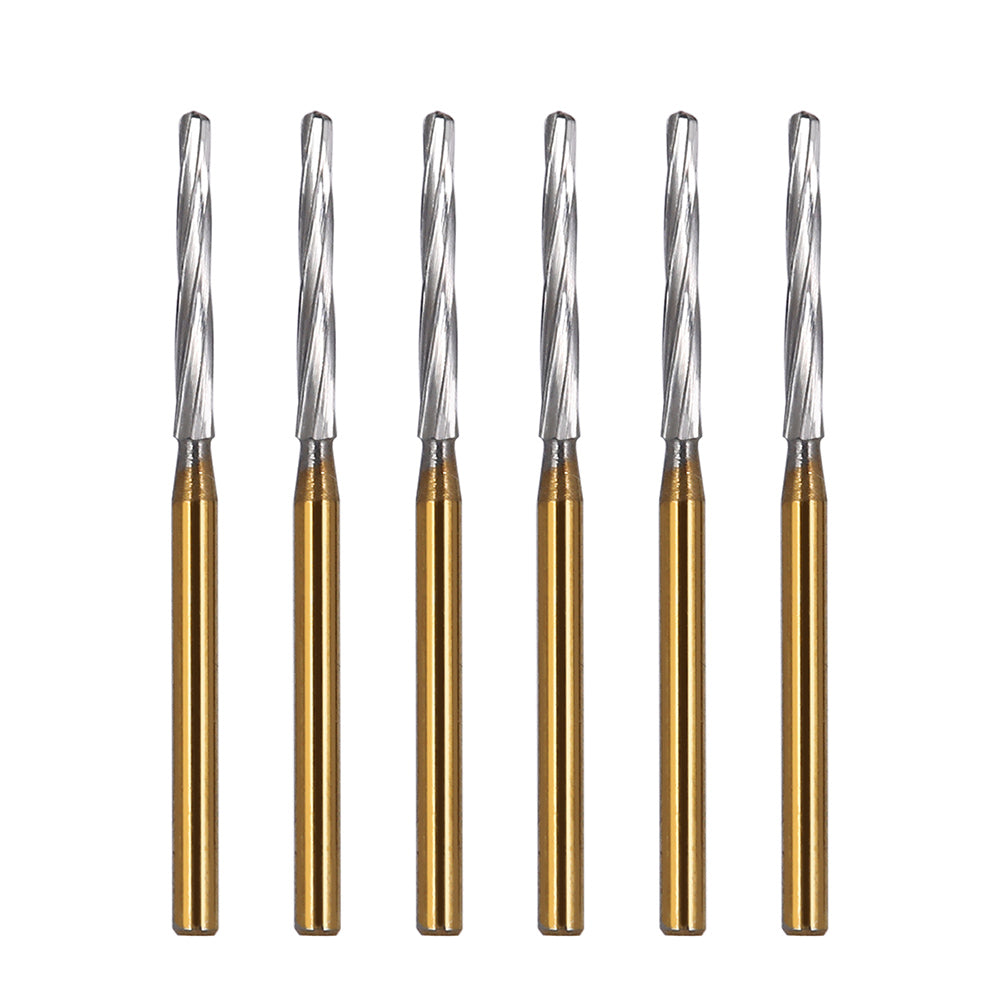 Dental FG Carbide Finishing Burs 28mm Gold 6pcs/Box - azdentall.com