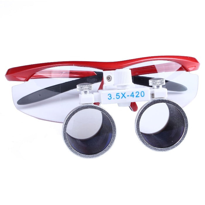 Dental Loupe Surgical Medical Binocular Magnifier, 3.5X420mm, Red Color