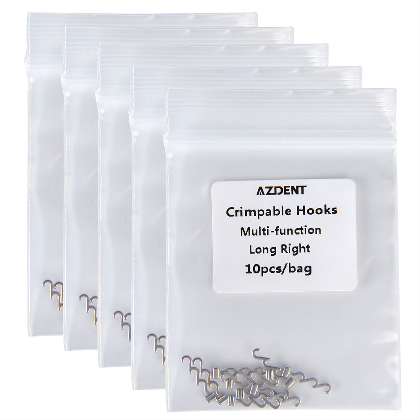 AZDENT Crimpable Hooks Long Right Tube Multi-function 10pcs/Bag - azdentall.com