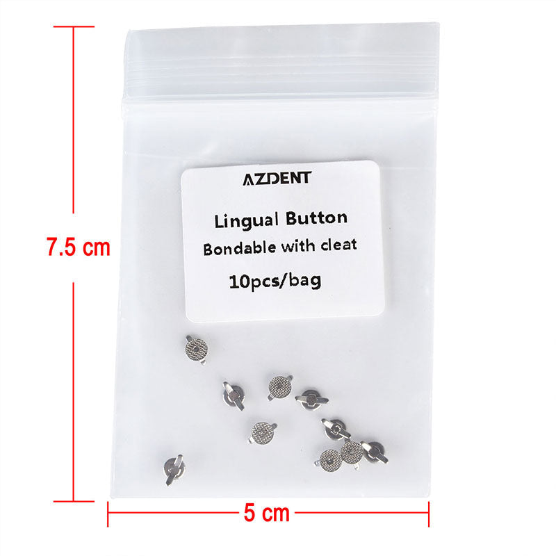 AZDENT Dental Lingual Button Bondable with Cleat Mesh Round, 10pcs/Bag - azdentall.com