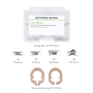 Dental Sectional Contoured Metal Matrices Matrix Refill F1 30pcs Bands And 2 Rings