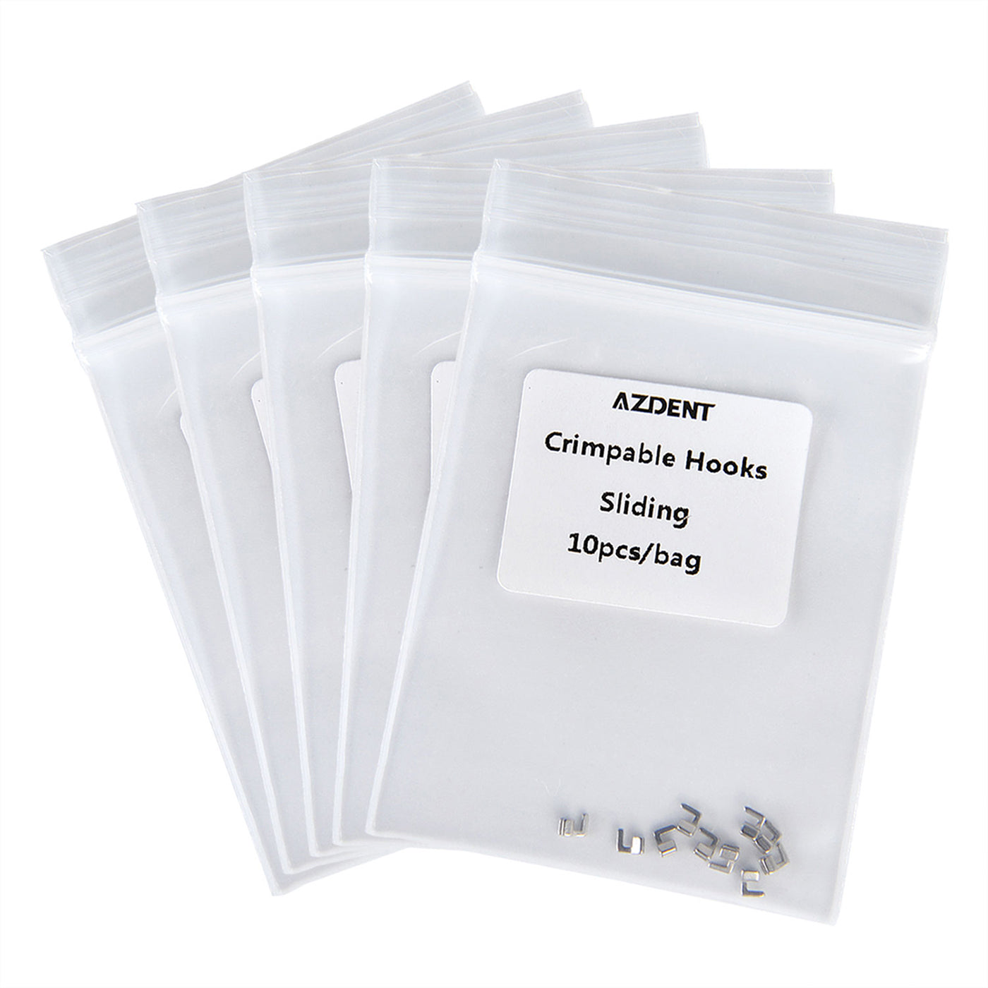 5 Bags AZDENT Crimpable Hooks Sliding Stainless Steel Accessory 10pcs/Bag - azdentall.com