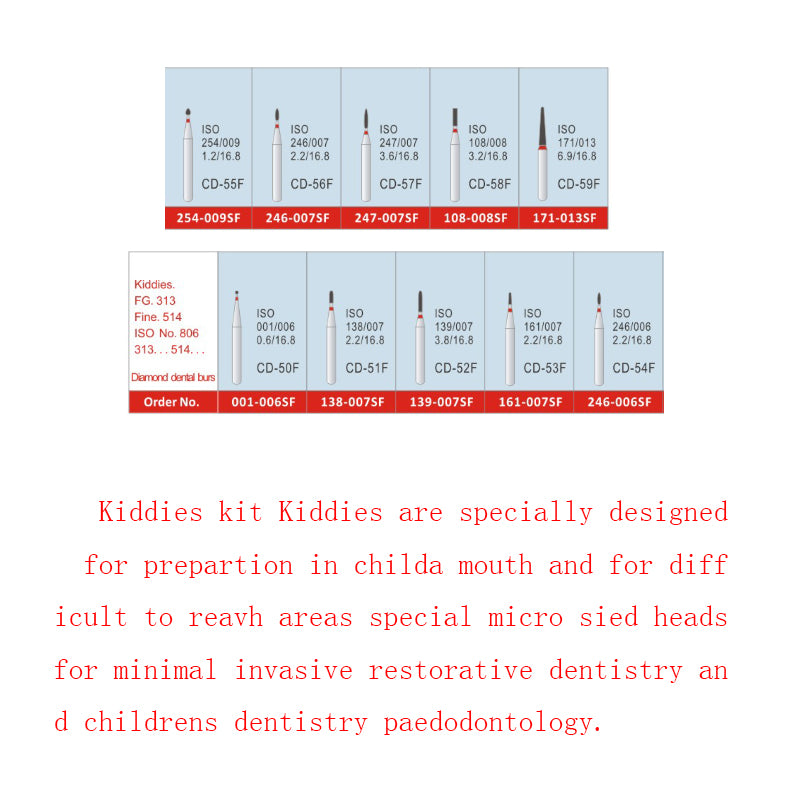 AZDENT Dental Diamond Bur FG-106 Kiddies Kit 10pcs/Kit-azdentall.com