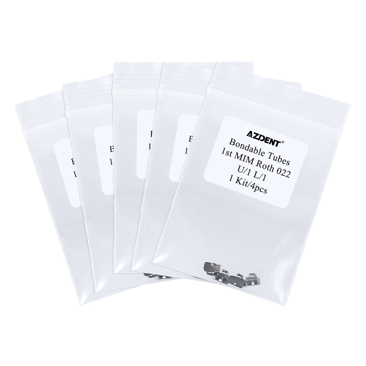 5 Bags AZDENT Dental Orthodontic Bondable Tube 1st MIM Monoblock Roth 0.022 Laser Mark 4pcs/Bag - azdentall.com