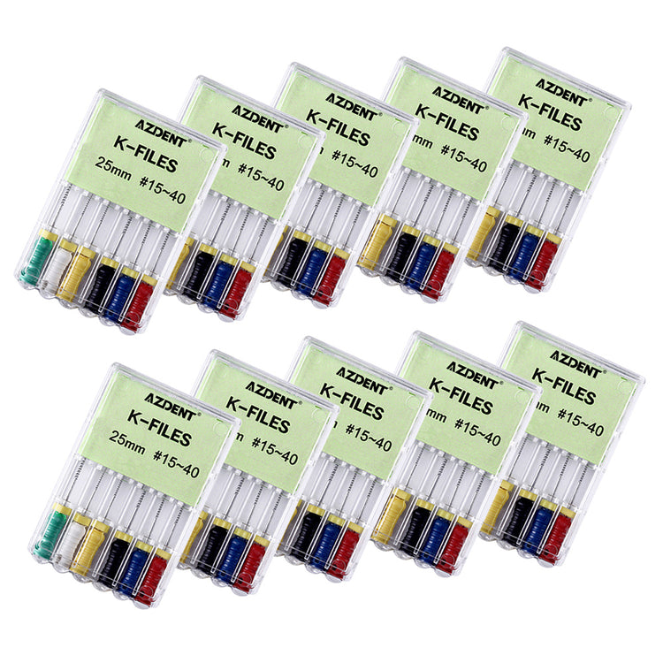 AZDENT Dental NiTi K-Files Hand Use 25mm Assorted #15-40 6pcs/Pack-azdentall.com