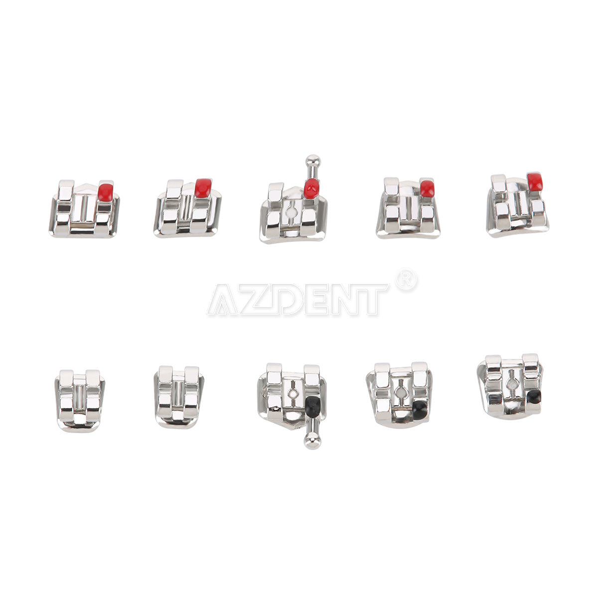 AZDENT Dental Metal Brackets Standard MBT Slot .022 Hooks on 3 20pcs/Pack - azdentall.com