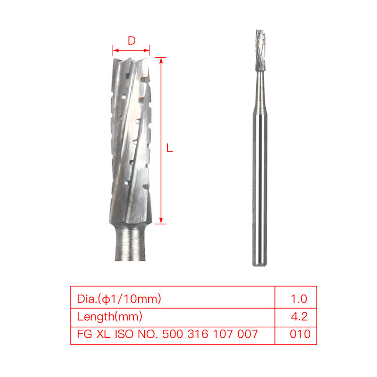 Dental Carbide Bur FG #557 Surgical Length Straight Fissure Crosscut 25mm 6pcs/Box-azdentall.com