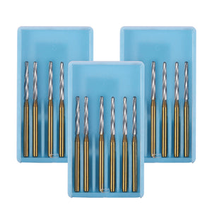 3 Boxes Dental FG Carbide Finishing Burs 28mm Gold 6pcs/Box - azdentall.com