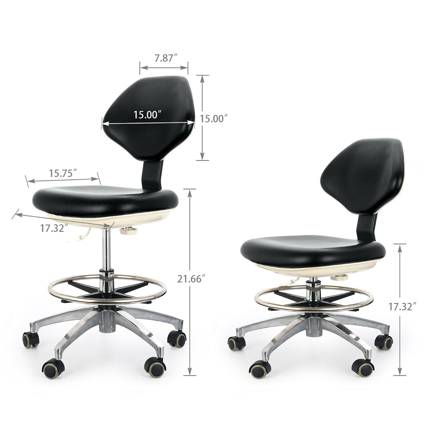 Dental Doctor Stool With Adjustable Seat And Backrest 360-Degree Fully Rotated