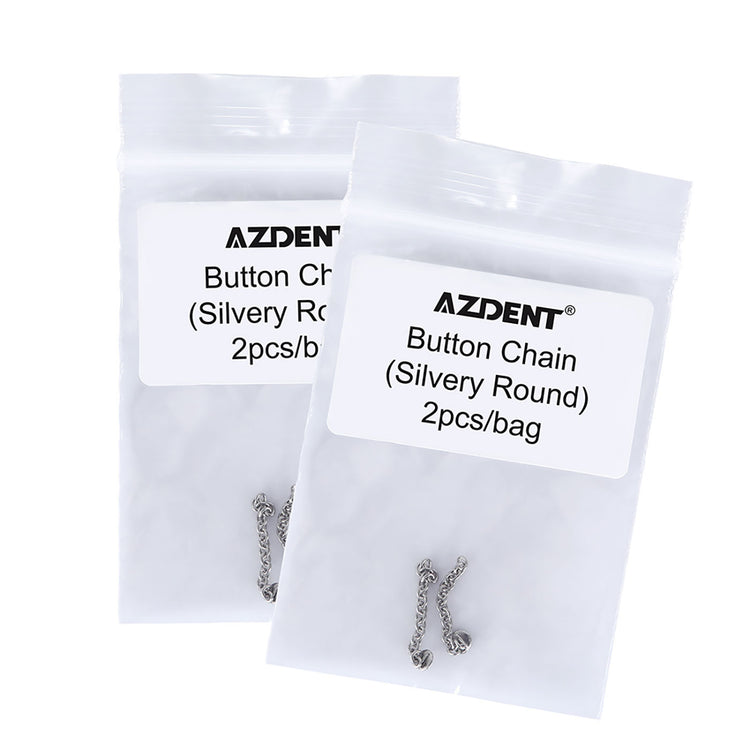 AZDENT Dental Traction Button Chain Silver Round 2pcs/Bag - azdentall.com