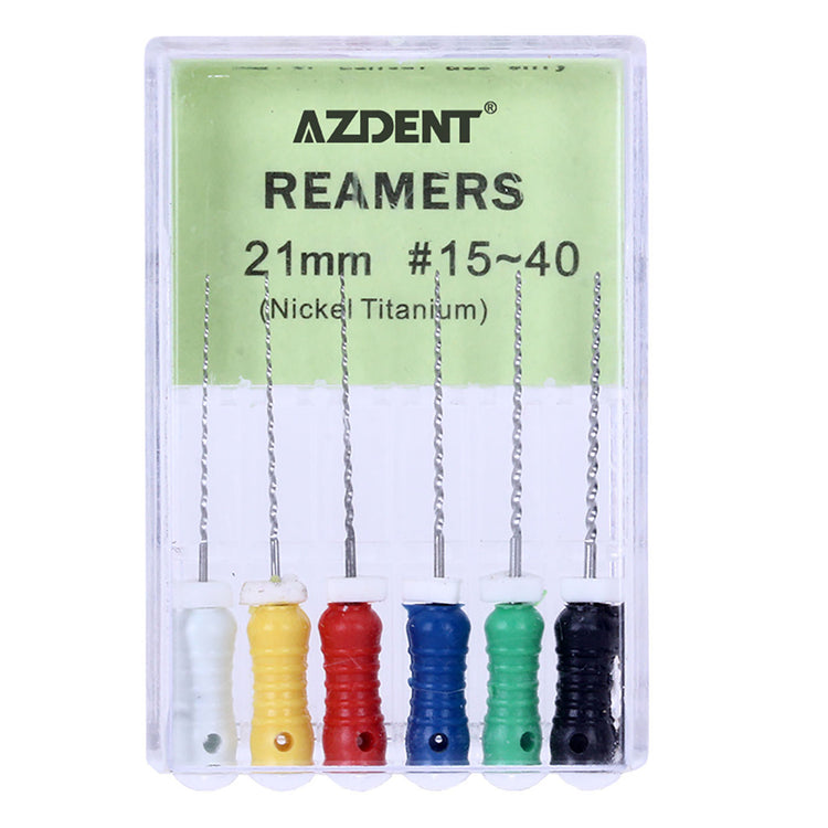 AZDENT Dental Nickel Titanium Reamers 21mm #15-40 Assorted 6pcs/Box-azdentall.com