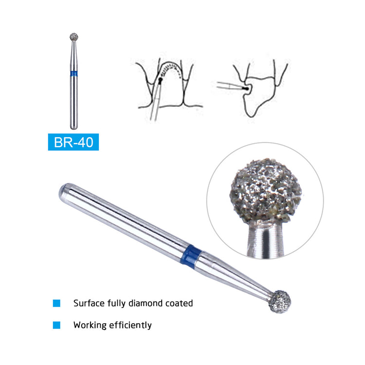 AZDENT Diamond Burs Two Layers BR-40 5pcs/Box-azdentall.com'