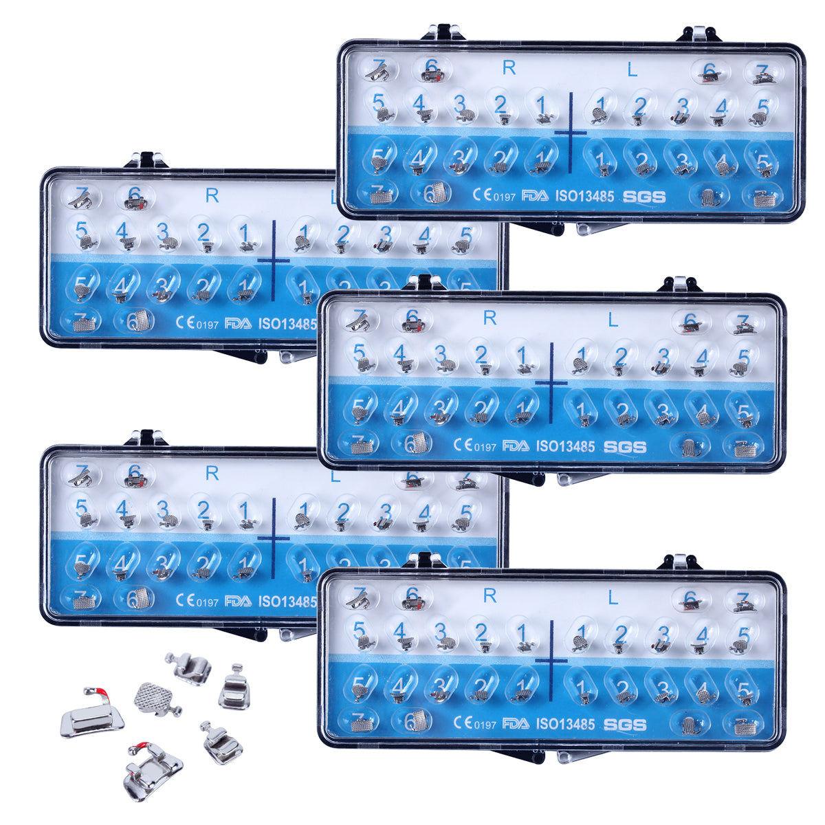 5 Boxes Dental Metal Lingual Bracket Braces with Buccal Tube 24pcs Brackets and 4pcs Buccal Tubes/Box - azdentall.com