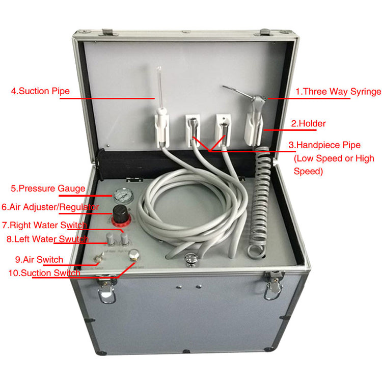 Portable Dental Turbine Machine Dental Delivery Unit Suction System 4 Holes - azdentall.com