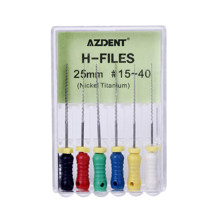 AZDENT Dental NiTi H-Files Hand Use 25mm Assorted #15-40 6pcs/Pack-azdentall.com