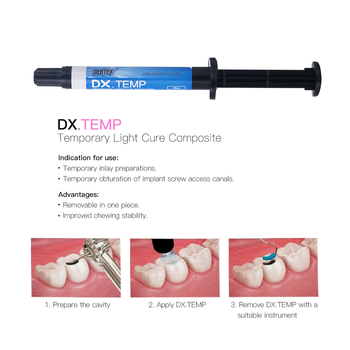 Dental Temporary Flow Light Cure Filling Composite Material Resin 2.5g Blue - azdentall.com