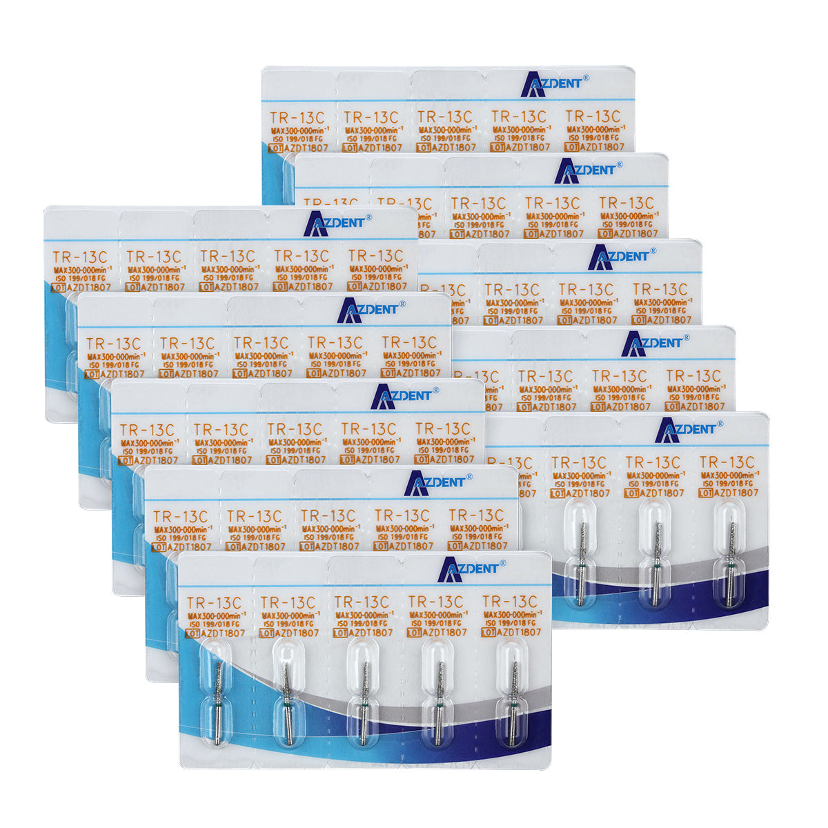AZDENT Diamond Bur FG TR-13C Taper Round End Cone 5pcs/Pack-azdentall.com