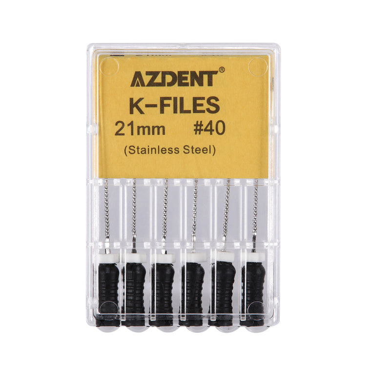 AZDENT Dental Hand K-Files Stainless Steel Root Canal 21mm #40 6pcs/Box-azdentall.com