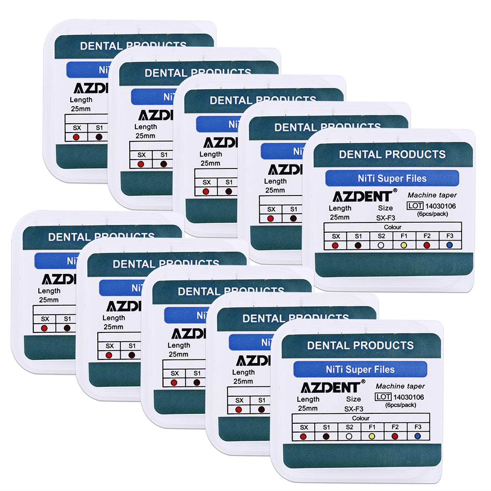 AZDENT Dental NiTi Rotary Engine Files 25mm Assorted SX-F3 6pcs/Pk - azdentall.com