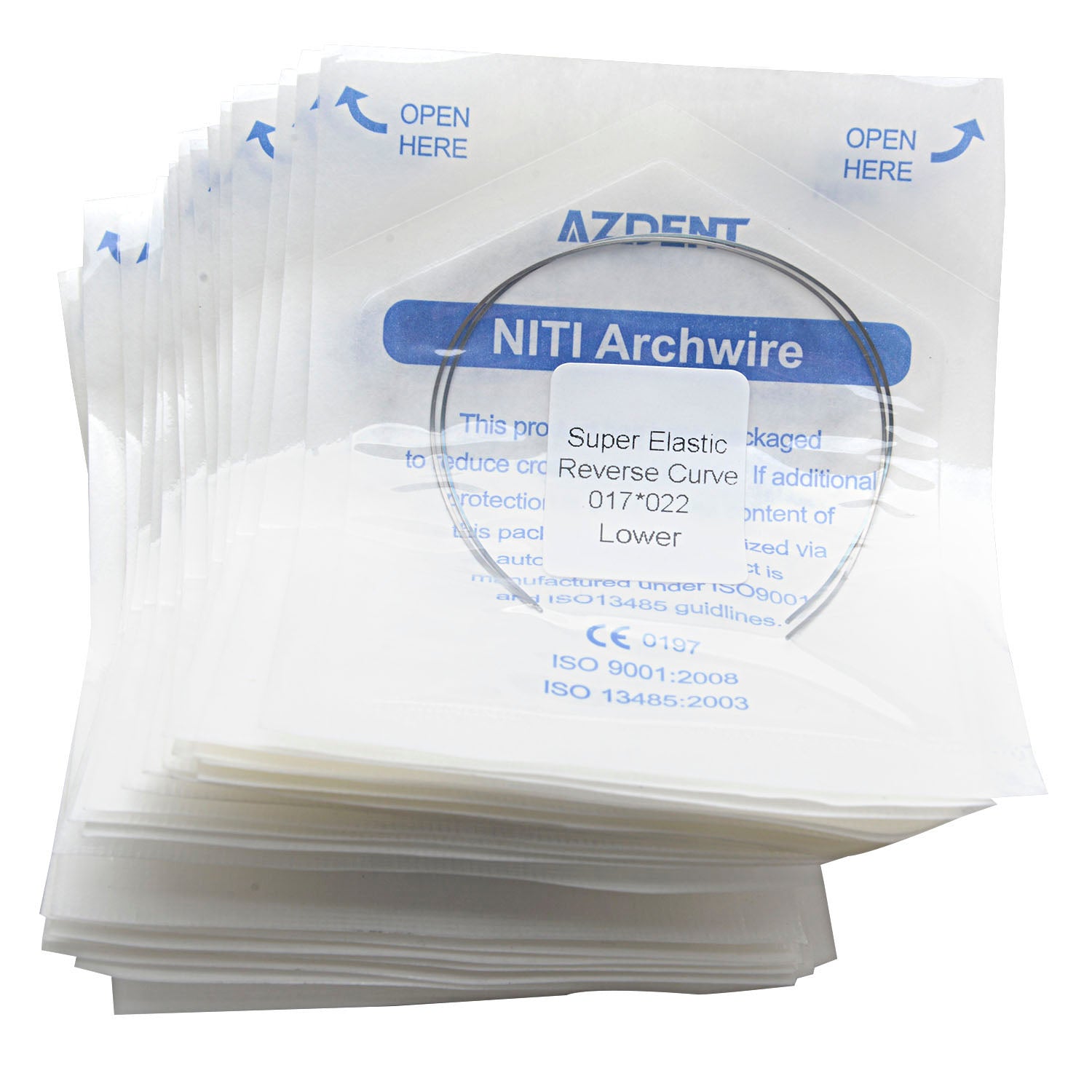 AZDENT Archwire Niti Reverse Curve Rectangular 0.017 x 0.022 Lower 2pcs/Pack-azdentall.com