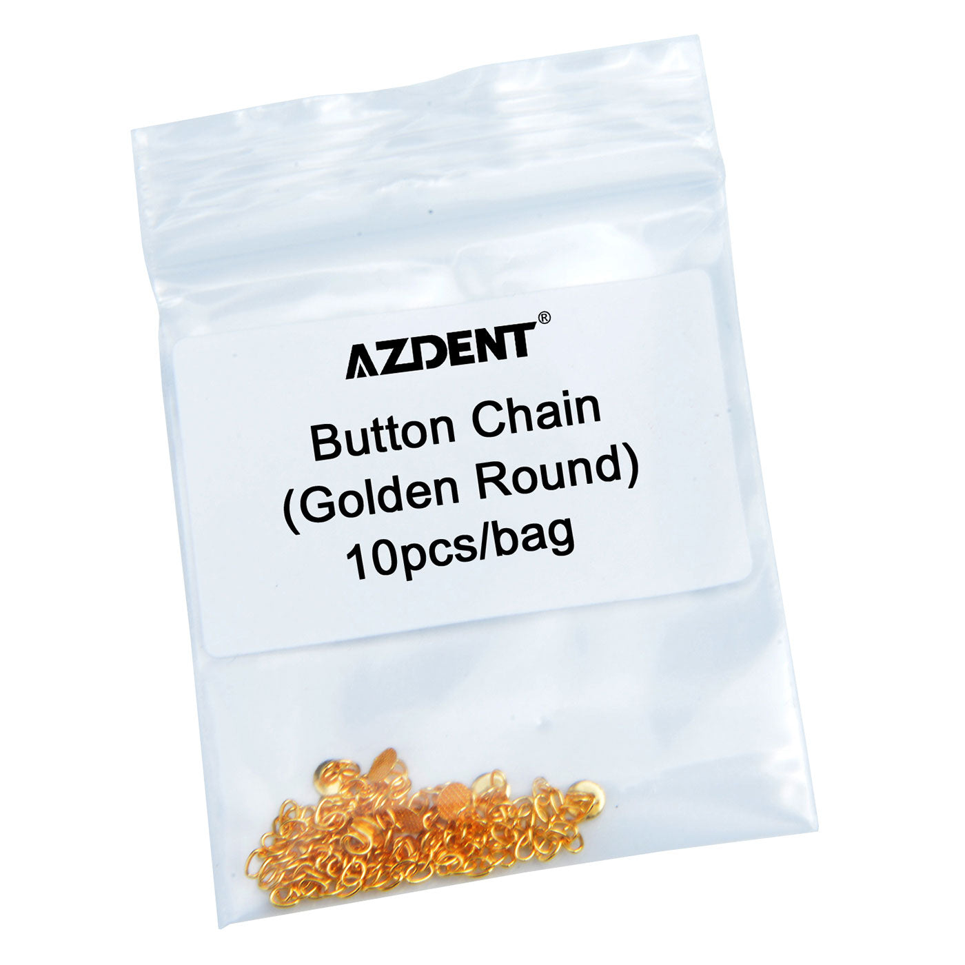 AZDENT Dental Traction Chain Gold Plated Round Buttons with Chain 10pcs/Bag - azdentall.com