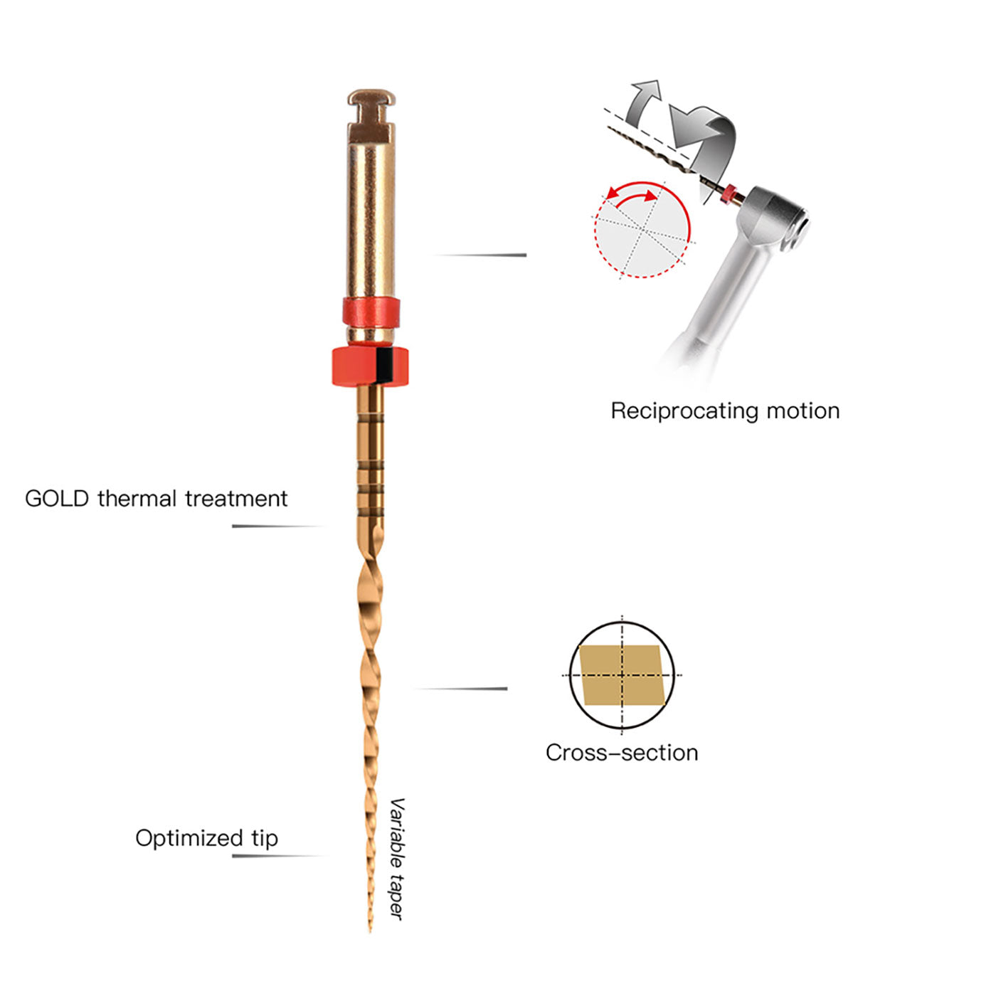 AZDENT Dental Niti Rotary Engine Files Reciprocating Root Canal 25mm 4Pcs/Pack-azdentall.com