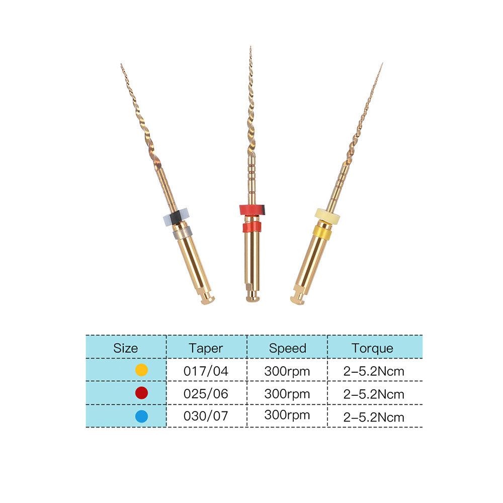 Dental NiTi Rotary Engine Files Assorted X1-X3 25mm 3pcs/Pack-azdentall.com