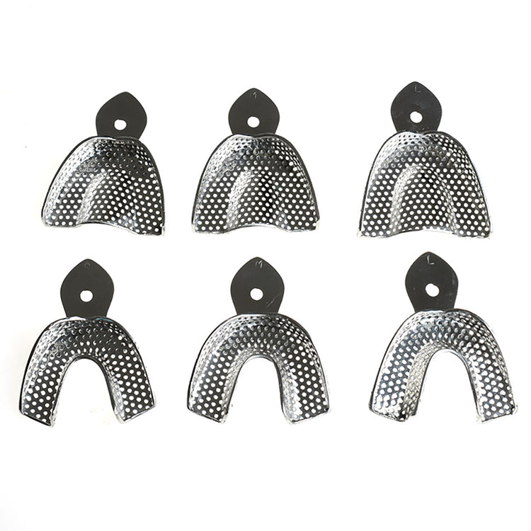 Dental Impression Tray Stainless Steel Denture Trays, 6pcs/Set