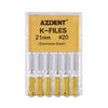 AZDENT Dental Hand K-Files Stainless Steel 21mm #15-80 6p/Pk 9 Color-azdentall.com