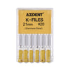 AZDENT Dental Hand K-Files Stainless Steel Root Canal 21mm #20 6pcs/Box-azdentall.com