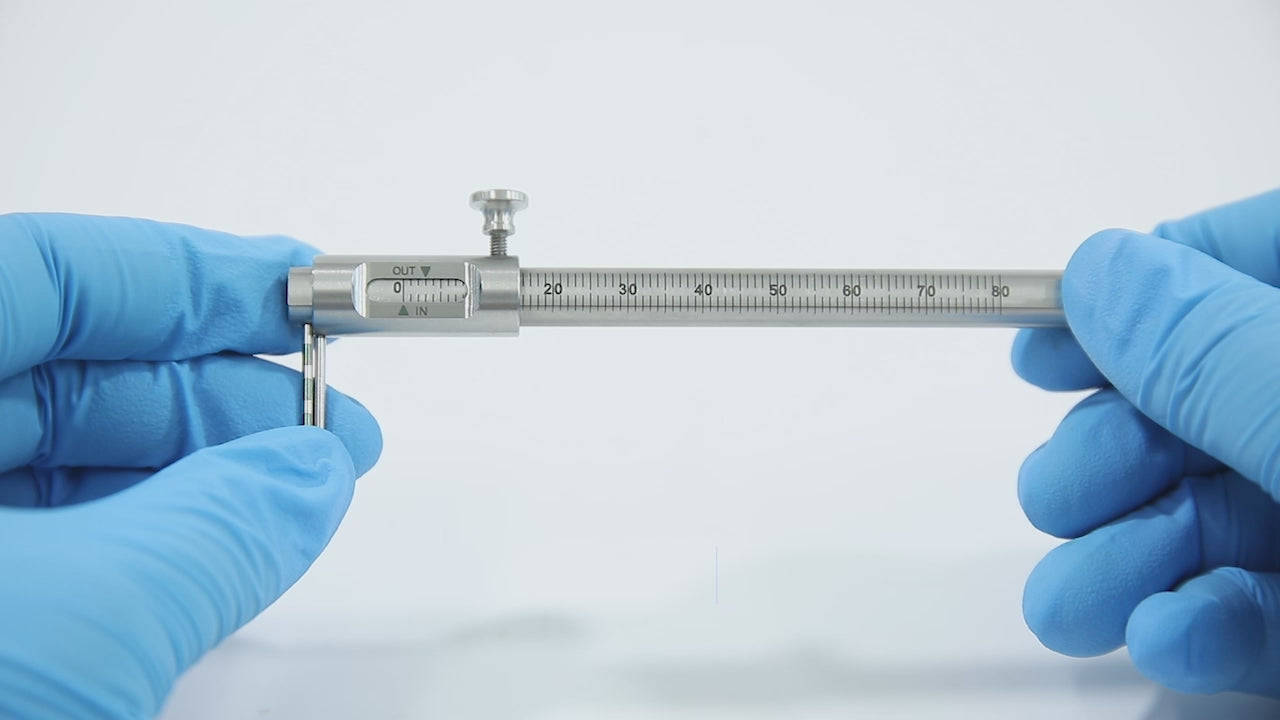 Load video: Dental Implant Measuring Gauge Orthodontic Sliding Caliper Double Scale Round 0-80mm