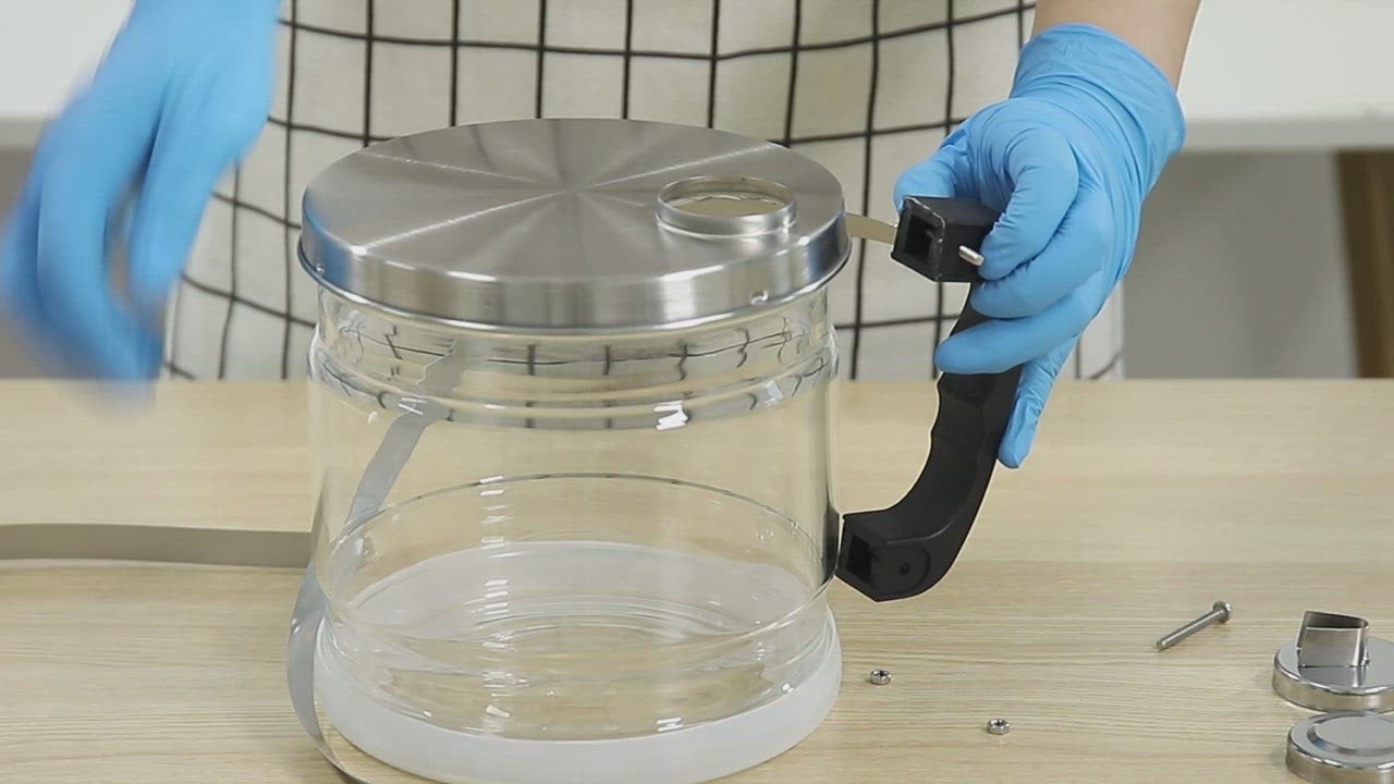 Load video: Water Distiller Stainless Steel Glass Bucket Dual Screen Touch 750W 4L 1L/H