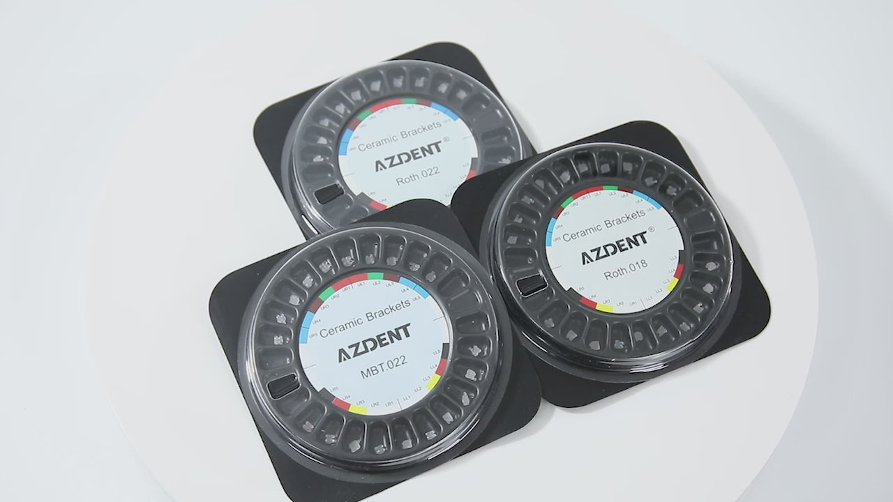 Load video: AZDENT Ceramic Brackets Roth .022 Hooks 345 20pcs/Box