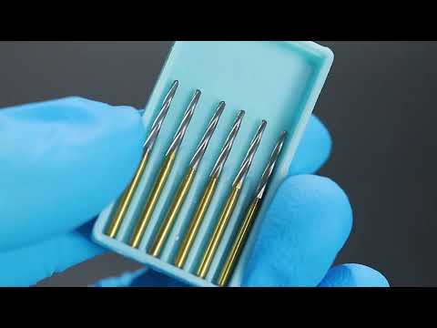 Dental FG Carbide Finishing Burs 28mm Gold 6pcs/Box - azdentall.com